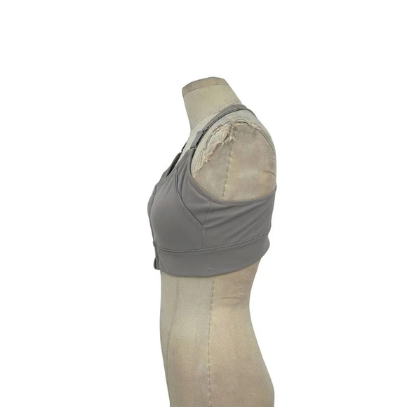 Athleta‎ Empower Sports Bra Taupe Grey Zip Front Brami Racerback Size Medium - Picture 4 of 8